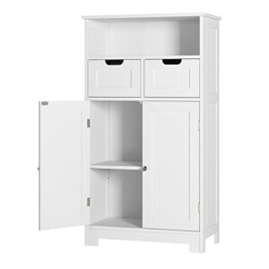 urkno bathroom storage cabinet, wood floor cabinet with drawers and doors, corner freestanding cabinet for home office, white
