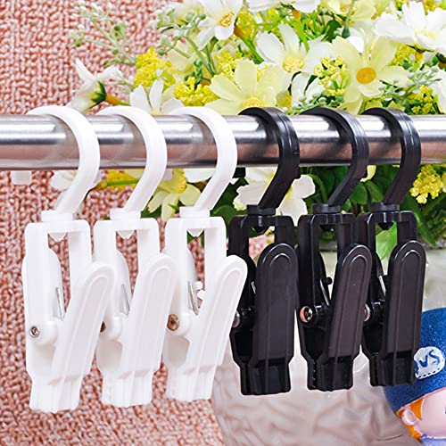 AKOAK 10 Pcs Black Plastic Hat Clip Laundry Hanger Clip Multi-Function Rotable Curtains Clip Household Scarf Hanger Bathroom Towel Clip Suitable for Hats, Boots, Socks, Quilts, Clothes Clip