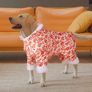 LovinPet Pitbull Dog Onesies, Anxiety Relief, Anti Licking Dog Pajamas Dog Jammies, Fashion Reflective Strap in The Park Metallic Radiant Cherry Prints Recovery Suit for Dogs Party Costume L