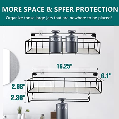 2 Pack -SUFAUY Paper Towel Holder Spice Rack and Multi-Purpose Shelf with Towel Rack, Wall Mount Storage Organizer, Steel, Black