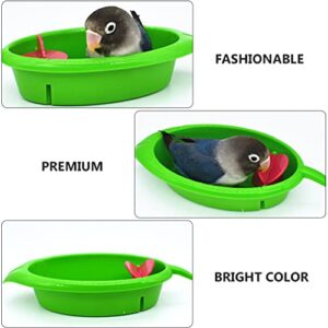 TEHAUX Bird Bath for Cage- Small Tub Bowl for Inside Cage Birdbath Shower for Parrot/Parakeets/Cockatiels/Canary/Budgerigar (Rosy, Green)