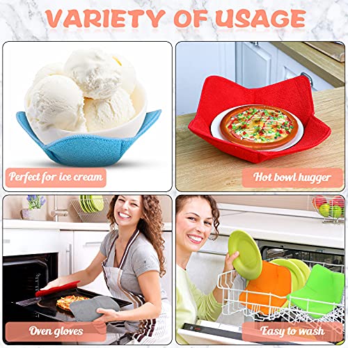 6 Pieces Bowl Cozy Multi Color Microwave Safe Bowl Holders Microwave Plate Holder Hot Bowl Holder to Protect Your Hands from Hot Dishes and Heating Soup