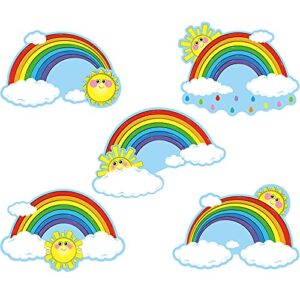 45 pieces rainbows cut-outs, rainbows sun cloud accents paper cutouts name tags labels rainbows party bulletin board classroom decoration for teacher student back to school party supplies, 6.7 x 5.1 inch