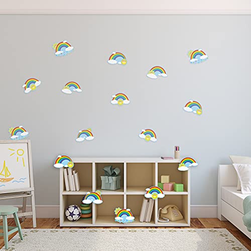 45 Pieces Rainbows Cut-Outs, Rainbows Sun Cloud Accents Paper Cutouts Name Tags Labels Rainbows Party Bulletin Board Classroom Decoration for Teacher Student Back to School Party Supplies, 6.7 x 5.1 Inch