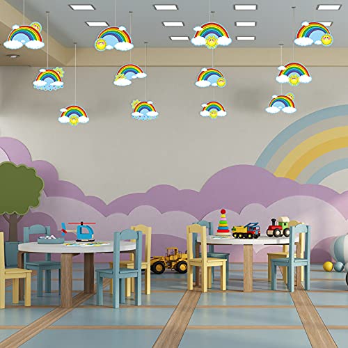45 Pieces Rainbows Cut-Outs, Rainbows Sun Cloud Accents Paper Cutouts Name Tags Labels Rainbows Party Bulletin Board Classroom Decoration for Teacher Student Back to School Party Supplies, 6.7 x 5.1 Inch