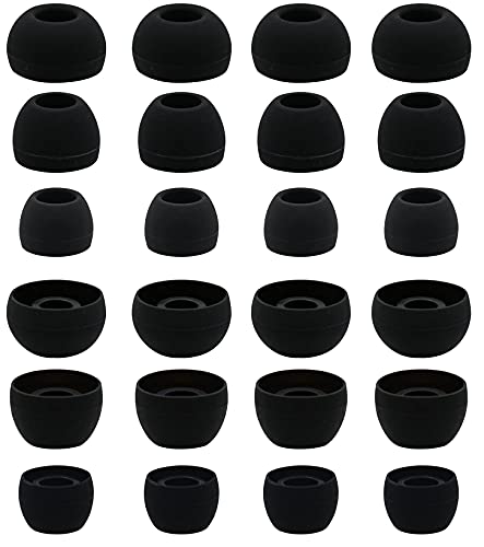 BLLQ 12 Pairs Silicone Replacement Earbud Ear Buds Tips Compatible with Skullcandy Sesh Evo and Other 3.8mm to 5.5mm Nozzle Earbuds Earphones, S/M/L Black