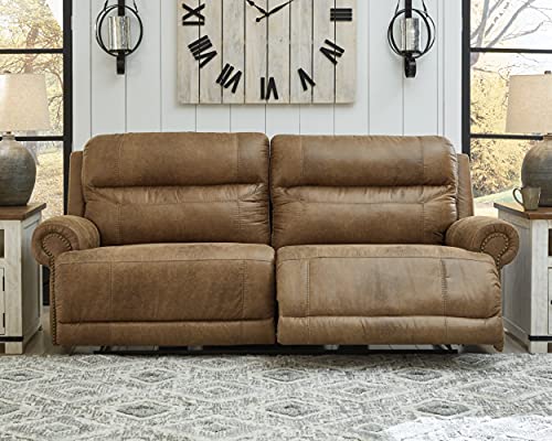 Signature Design by Ashley Grearview 2 Seat Power Reclining Sofa with Adjustable Headrest, Light Brown