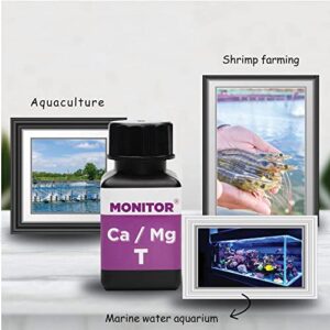 Monitor Calcium/Magnesium HIGH Salinity (Salinity > 5 PPT) Test KIT (120 Tests) - Monitor Aquarium and aquaculture Water Quality