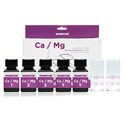 Monitor Calcium/Magnesium HIGH Salinity (Salinity > 5 PPT) Test KIT (120 Tests) - Monitor Aquarium and aquaculture Water Quality
