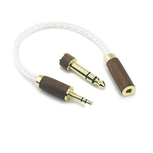 newfantasia 3.5mm 1/8" trs male and 6.3mm 1/4" adapter to 4.4mm balanced female headphone audio adapter cable 8 cores 6n occ copper single crystal silver plated wire walnut wood shell