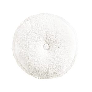 lush decor button soft sherpa round decorative pillow, 1 count (pack of 1), white