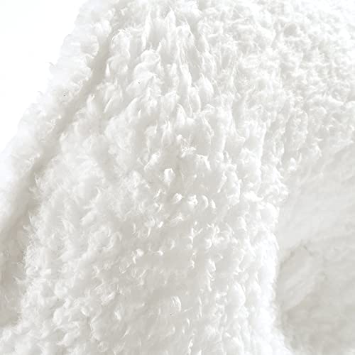 Lush Decor Button Soft Sherpa Round Decorative Pillow, 1 Count (Pack of 1), White