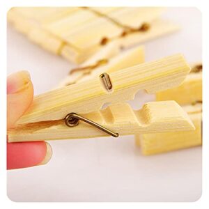 A+TTXH+L Wooden Clothes Pegs Natural Bamboo Clothes Peg Wooden Socks Bed Sheet Wind-Proof Pins Clothespin Craft Clips Household Clothespins (Color : 50Pcs)