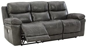 signature design by ashley edmar power reclining sofa, gray