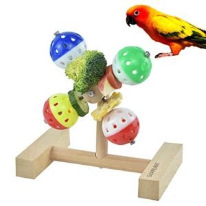 GUANLANT Foraging Bird Toys for Parrots, Budgie Toys, Rotating Bird Feeders Spinner Toys Parakeet Ball Bell Toys Birdcage Accessories Bird Food Treats Interactive Food Toys for Cockatiel Conures