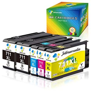 jtm 711xl compatible ink cartridge replacement for hp 711 711xl cz133a cz129a work with hp designjet t120 t520 t530 24-in t520 t530 36-in printer(5-pack,2 black,1 cyan,1 magenta,1 yellow)