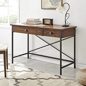 firstime & co. brown wilshire desk, writing desk, compact computer or laptop desk for home office, wood and metal, farmhouse, 47.25 x 19.5 x 30 inches