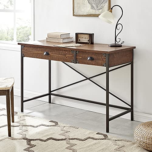 FirsTime & Co. Brown Wilshire Desk, Writing Desk, Compact Computer or Laptop Desk for Home Office, Wood and Metal, Farmhouse, 47.25 x 19.5 x 30 inches