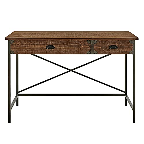 FirsTime & Co. Brown Wilshire Desk, Writing Desk, Compact Computer or Laptop Desk for Home Office, Wood and Metal, Farmhouse, 47.25 x 19.5 x 30 inches