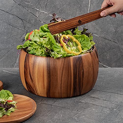 Super Slim Spring Salad Tongs: Teak Wood Salad Hand Server 0.1" x 0.1" x 12" Kitchenware Serving Utensils from SiamMandalay Gourmet Collection