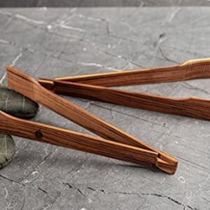 Super Slim Spring Salad Tongs: Teak Wood Salad Hand Server 0.1" x 0.1" x 12" Kitchenware Serving Utensils from SiamMandalay Gourmet Collection