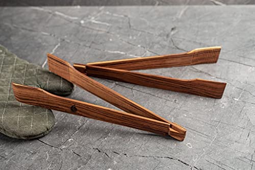 Super Slim Spring Salad Tongs: Teak Wood Salad Hand Server 0.1" x 0.1" x 12" Kitchenware Serving Utensils from SiamMandalay Gourmet Collection