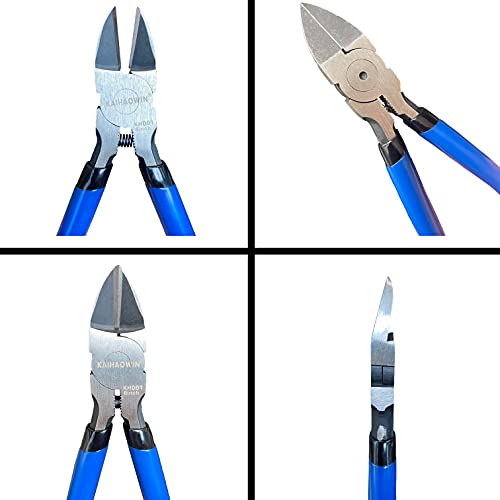 Wire Cutters 2 Pack, 6.5 inch,KAIHAOWIN Flush Cutters Diagonal Cutters Side Cutters Precision Ultra Sharp Spring Loaded Wire Snips Clippers Dikes Cutting Pliers Small for Crafting Jewelry Making,Blue