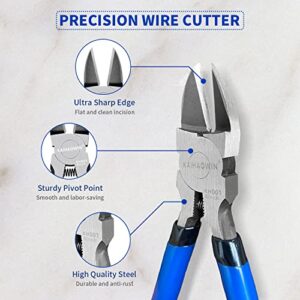 Wire Cutters 2 Pack, 6.5 inch,KAIHAOWIN Flush Cutters Diagonal Cutters Side Cutters Precision Ultra Sharp Spring Loaded Wire Snips Clippers Dikes Cutting Pliers Small for Crafting Jewelry Making,Blue