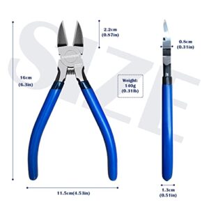 Wire Cutters 2 Pack, 6.5 inch,KAIHAOWIN Flush Cutters Diagonal Cutters Side Cutters Precision Ultra Sharp Spring Loaded Wire Snips Clippers Dikes Cutting Pliers Small for Crafting Jewelry Making,Blue