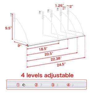 Tajsoon Over The Door Closet Valet, Expandable & Adjustable Over The Door Clothes Organizer Rack and Door Hanger for Clothing or Towel, Drying Clothes, Bathrooms, Fits Doors up to 1¾”, Metal, White