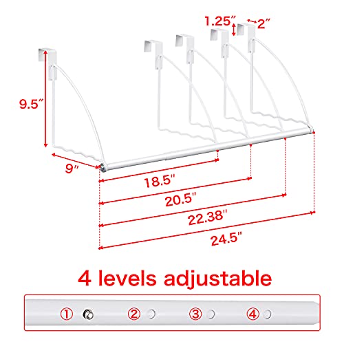 Tajsoon Over The Door Closet Valet, Expandable & Adjustable Over The Door Clothes Organizer Rack and Door Hanger for Clothing or Towel, Drying Clothes, Bathrooms, Fits Doors up to 1¾”, Metal, White
