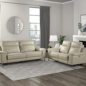 Lexicon Ezra Genuine Leather Power Reclining Sofa, Beige