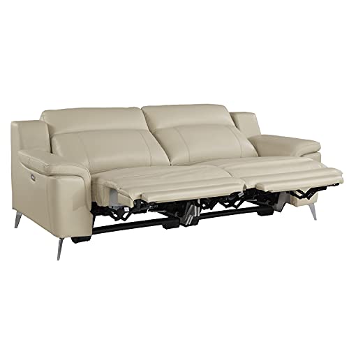 Lexicon Ezra Genuine Leather Power Reclining Sofa, Beige