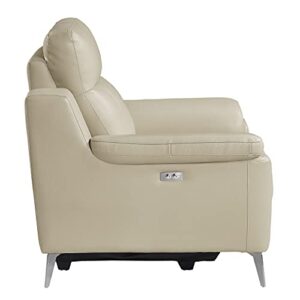 Lexicon Ezra Genuine Leather Power Reclining Sofa, Beige