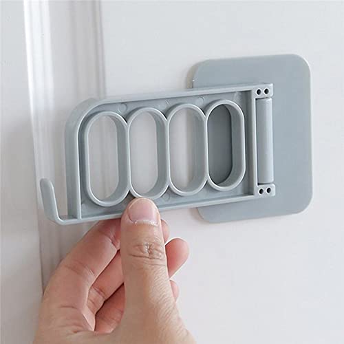 Wall-Mounted Hanger Hook, No Hole Punching No Trace Installation, Foldable 4-Hole Hook Rack, Saving Space, Kitchen and Bedroom Door Hook, Hanging Storage Rack