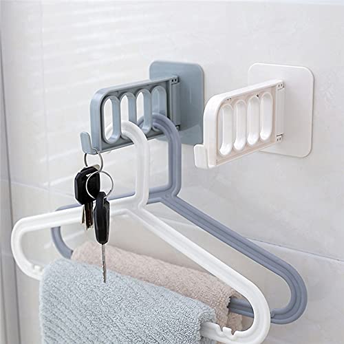 Wall-Mounted Hanger Hook, No Hole Punching No Trace Installation, Foldable 4-Hole Hook Rack, Saving Space, Kitchen and Bedroom Door Hook, Hanging Storage Rack