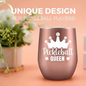 Onebttl Pickleball Gifts for Women, Pickleball Accessories, PICKLEBALL QUEEN, Mother's Day Gifts for Mom, 12 oz Stainless Steel Tumbler with Lid, Best Gifts for Christmas/Birthday, Rose