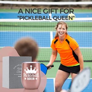 Onebttl Pickleball Gifts for Women, Pickleball Accessories, PICKLEBALL QUEEN, Mother's Day Gifts for Mom, 12 oz Stainless Steel Tumbler with Lid, Best Gifts for Christmas/Birthday, Rose