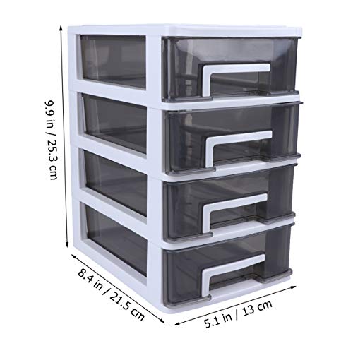 BESPORTBLE Household Four- Layer Storage Cabinet Plastic Drawer Type Closet Portable Multifunction Storage Rack Organizer Furniture (White Frame and Transparent Black)