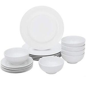 Nouva 18 Piece Dinnerware Set, Plates Snack Plates Bowls for Kitchen, Service for 6, White Dishes Dinnerware Sets Microwave safe Dishwasher safe