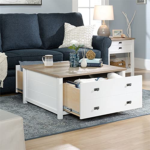 Sauder Cottage Road Storage Coffee Table in Soft White, Soft White Finish