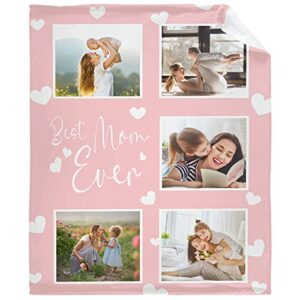 custom blanket personalized mom throw blanket with photo text,soft comfortable customized gifts for mom grandma for birthday mother's day 80"x60"
