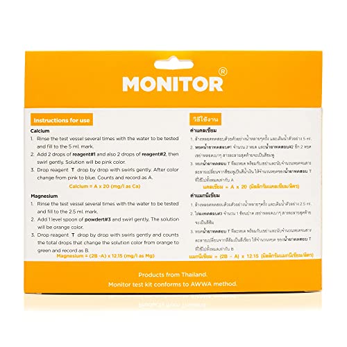 Monitor Calcium/Magnesium Low Salinity (0-5 PPT) Test KIT (120 Tests) - Monitor Aquarium and aquaculture Water Quality