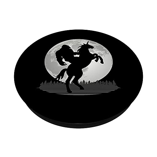 Sasquatch Rides - Bigfoot on a Unicorn Moon Forest Magic PopSockets Swappable PopGrip