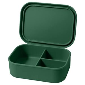 yfbxg bento lunch box container, reusable silicone bento lunch container,leak-proof 3 compartment bento box for adult & kids, microwave safe (green)