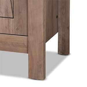 BOWERY HILL Natural Oak Finished Wood 3-Door Shoe Cabinet