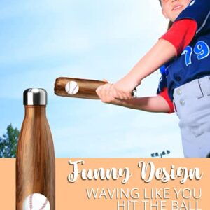 Onebttl Baseball Gifts for Boys and Girls, 17oz Stainless Steel Water Bottle, Wooden - Baseball is My Favourite Season