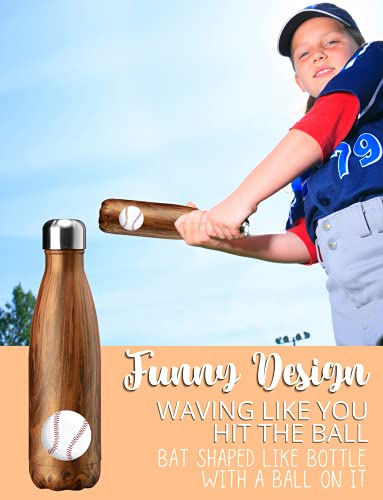 Onebttl Baseball Gifts for Boys and Girls, 17oz Stainless Steel Water Bottle, Wooden - Baseball is My Favourite Season