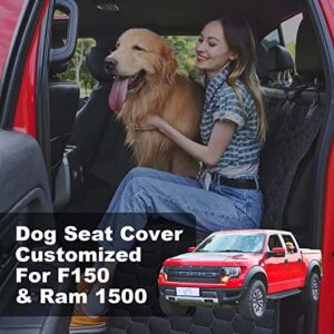 Meginc Dog Car Seat Covers for Back Seat, Pet Seat Covers for Trucks F150 and Ram 1500 Dog Seat Cover with Mesh Window Waterproof Heavy Duty Non Slip Pet Dog Hammock for Trucks Car F250 F450 Ram2500