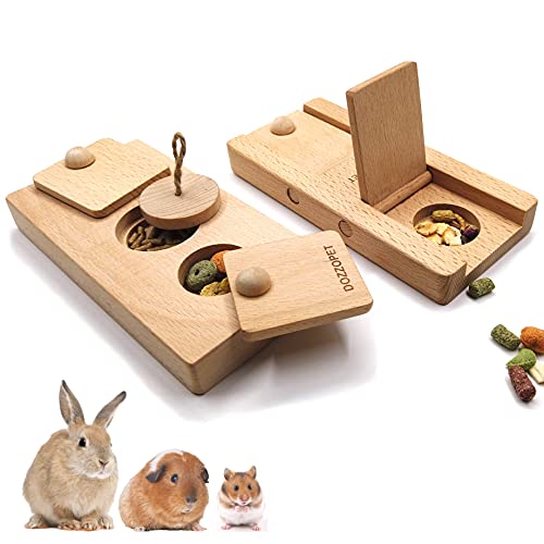 DOZZOPET Wooden Enrichment Foraging Toy for Small Pet,Interactive Hide Treats Puzzle Snuffle Game,Mental Stimulation Toy for Hamster,Guinea Pig,Rabbit,Chinchilla